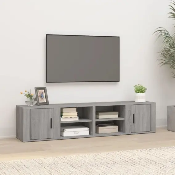 Szafki pod telewizor, 2 szt., szary dąb sonoma, 80x31,5x36,5 cm Lumarko! - Hurtownia wielobranżowa Lumarko Super okazja